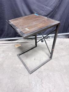 Industrial Metal and Wood C-Table with Rectangular Top, 20" x 16" x 26"