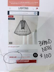 Lighting New York Modern Pendant Light Fixture, Black Metal, 1-Light, Adjustable Height