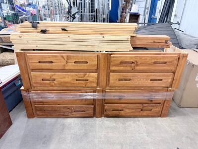 Solid Wood queen Bed Frame with 6 Storage Drawers
