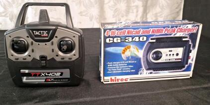(1) Tactic TTX402 4-Channel Radio Transmitter Controller & (1) Hitec CG-340 4-6 Cell Nicad / NiMh Hobby Battery Charger