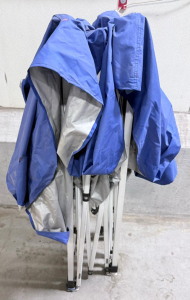 Blue 10x10 ft Straight Leg Pop-Up Canopy Tent, Steel Frame, UV & Water Resistant, No Sidewalls