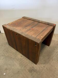 Rustic Solid Wood Side Table with Thick Plank Construction and Exposed Wood Grain