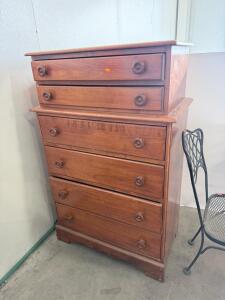 Traditional 5-Drawer Wooden Dresser, Medium Brown, Classic Round Knobs, Approx. 40"W x 48"H