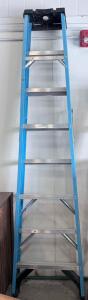 6 ft Fiberglass Step Ladder, 300 lb Capacity, Type IA, Blue Rails