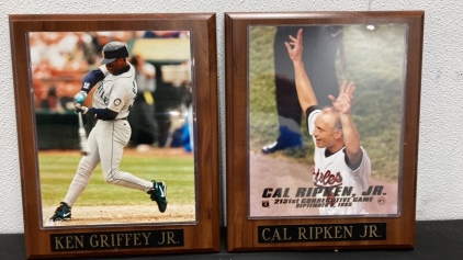 (1) Ken Griffey Jr. 8” x 10” Photo Plaque W/ Nameplate (1) Cal Ripken Jr. 8”x 10” Photo Plaque W/ Nameplate