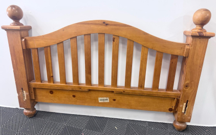 Solid Wood Slat Headboard, Arched Top, Decorative Finials, Fits Twin/Full, Traditional Style