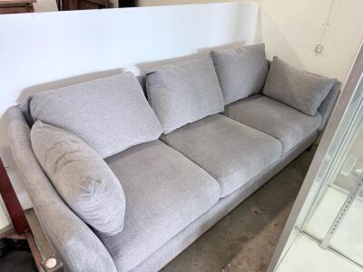 Modern 3-Seat Light Grey Fabric Sofa with Removable Cushions