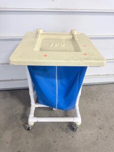 IPU Single Bag Laundry Hamper Cart, Blue Vinyl Bag, Lid, Swivel Casters, 36 Gal, 22"x22"x37"
