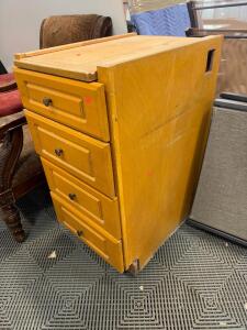 4-Drawer Wooden Office Pedestal Filing Cabinet, Honey Oak Finish, 18.27" W x 20.19" D x 28.94" H