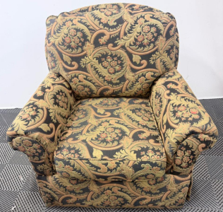 Traditional Upholstered Armchair with Ornate Floral Tapestry, Approx. 36" W x 36" D x 38" H