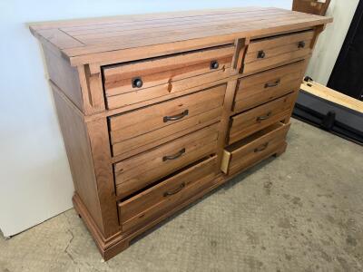 Progressive B615-23 Chestnut Hill Pine 9-Drawer Dresser, 64"x18"x43", Rustic Style, Made in Mexico