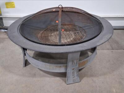 Steel Wood-Burning Fire Pit with Mesh Spark Screen and Grate