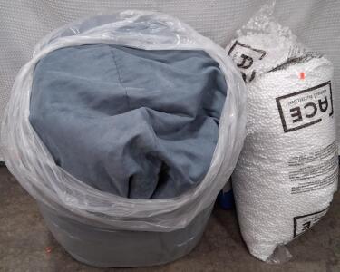Large Grey/Blue Bean Bag Chair with Unopened ACE Filling, EPS Beads, Refillable