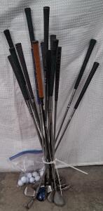Mixed Brand 13-Piece Golf Club Set - Steel Shafts, Irons, Woods, Putters, Balls Included