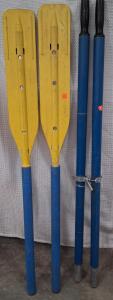 Blue & Yellow Aluminum Shaft Boat Oars &ndash; Raft Utility Paddles, Single & 2-Piece Options