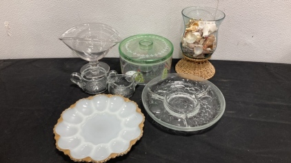Assorted Glassware and Shells