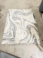 Abstract Swirl Area Rug 5x7 Ft, Grey/Gold Pattern, Modern Polypropylene Carpet - 2