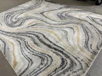 Abstract Swirl Area Rug 5x7 Ft, Grey/Gold Pattern, Modern Polypropylene Carpet - 3