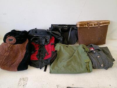 Mixed Lot: Kenneth Cole Duffel, Kate Spade Tote, Hiking Backpack, Tulle Coat, Bear Costume, More