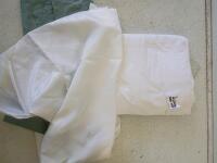 Assorted Bedding, Linens, and Table Cloth Lot with Foam Yoga Mat, Includes Hand-Crocheted Throws - 5