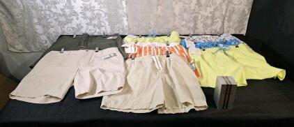 (1) Pair Of Mens Shorts, 38 Waist, (1) Pair Of Mens Shorts, 36 Waist, (6) Pair Of Mens Shorts, Size L & (1) 3.4-Fl Oz Bottle Of Guest Man Of Men Impression EAU De Parfum NaturaSpray Fragrance Couture