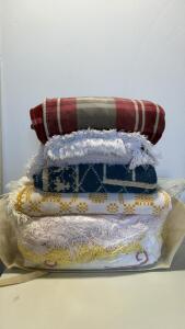 Assorted Blanket & Bedspread Lot &ndash; 6 Pieces, Various Colors & Patterns with Storage Bag