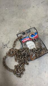Used Campbell 3/8" x 14' Grade 70 Log Chain with Hooks, Part #1005505, WLL 6,600 lbs
