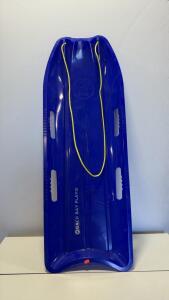 Back Bay Play 47" Snow Sled Racer &ndash; Blue HDPE Plastic Toboggan with Tow Rope & Handles