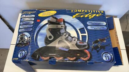 Used Competitive Edge #7722X Inline Roller Skates, Size 11, 72mm 82A Wheels, ABEC-1 Bearings, Black/Gray