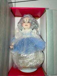 Marie Osmond Breena Fairy Tot Porcelain Doll, 5" Seated, COA, Original Packaging & Marie Osmond Crystalline Fairy Tot 9" Porcelain Doll with COA and Stand