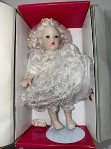 (1)Marie Osmond Blanca Fairy Tot 5.5" Porcelain Doll with COA and Stand & (1) Marie Osmond Tabitha Fairy Tot Porcelain Doll, 9" Collectible with COA and Stand