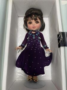 Marie Osmond 8" Collectible Doll, Adora Fox Trot, Bella #3079 Brunette, Purple Dress, COA, Stand, Original Box C3805