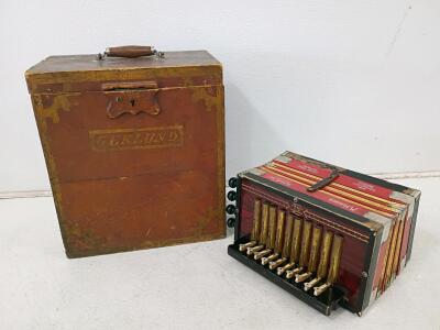 Vintage M. Hohner Diatonic Button Accordion, 10 Treble, 4 Bass, Steel Reeds, Grand Prix 1926, Case