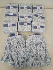 Rubbermaid Super Stitch D51306WH00 Large Looped-End Mop Heads, 11-Pack, 5" Blue Headband USA