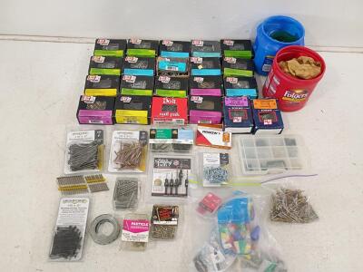 Assorted Fastener & Hardware Lot: Grip Rite, HighPoint, 20+ Boxes Screws, Nails
