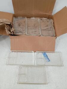 Clear Glass Rectangular Bubble Rim Snack Trays, 2-Section, Set of 18, 10" x 6"