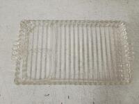 Clear Glass Rectangular Bubble Rim Snack Trays, 2-Section, Set of 18, 10" x 6" - 2