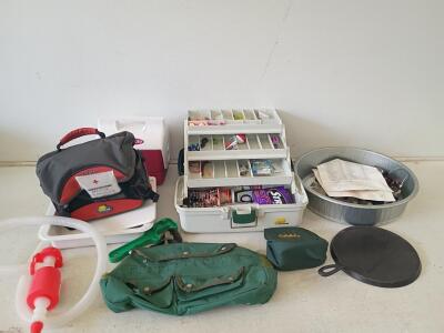 Comprehensive Fishing & Camping Bundle: Plano, Igloo Playmate Cooler, Reel Parts, Lures, Tools Included