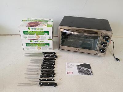 Cooks 6-Slice Toaster Oven Air Fry, Gibson 12pc Knife Set, 2 FoodSaver Bags