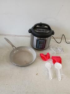 Instant Pot Duo SV 6-Quart Pressure Cooker with Accessories & GreenPan 12" Frying Pan