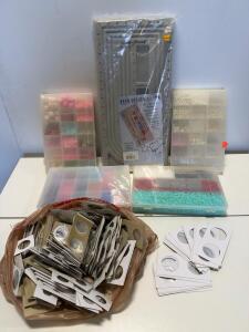 Large Jewelry Bead Making Lot: Westrim Design Board, 4 Cases, 1200+ Beads, Coin Flips
