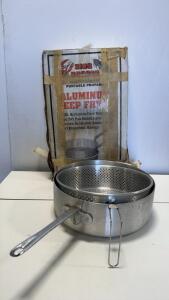 King Kooker 15 Qt Aluminum Deep Fry Pan Set with Perforated Basket & Heat-Resistant Handle