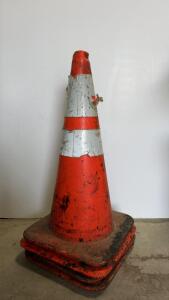 28" Orange Traffic Cones, Reflective Bands, Heavy-Duty PVC, Set of 4, Stackable