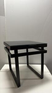 Black Modern Top Side Table, Powder-Coated Steel Frame, 20"x20"x20", Contemporary Design