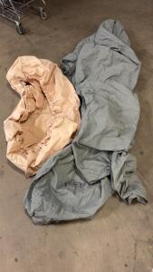 1- Car Cover Budge #5 Universal Vehicle Covers, Fits Up to 19ft, Polypropylene, Gray and 1- Motorcycle Heavy Polypropylene waterproof cover, tan
