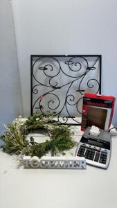 Canon MP20DH III Printing Calculator, Wall decor, candle, wreath and sign
