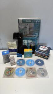 Misc Lot: TP-Link TL-WR802N 300Mbps Wireless N Nano Router, Multi-Mode, DVDs, BlueRay, New Travel Mug