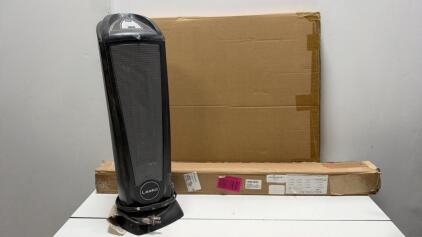 Lasko 755320 Ceramic Tower Space Heater, Digital Controls, Oscillation, 1500W, Black & New Dance Mat. & Sealess Cordless Curtain with hardware