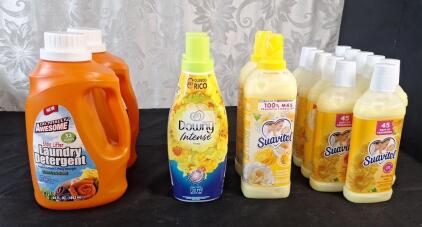 (2) 64-FL Oz Bottle Of LA's Totally Awesome Stain Lifting Laundry Detergent, (15) Assorted Bottles Of Fabric Softener