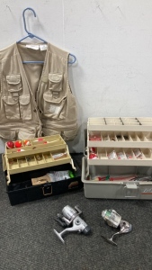 Tackle Boxes with Some Tackle and Sporting Vest